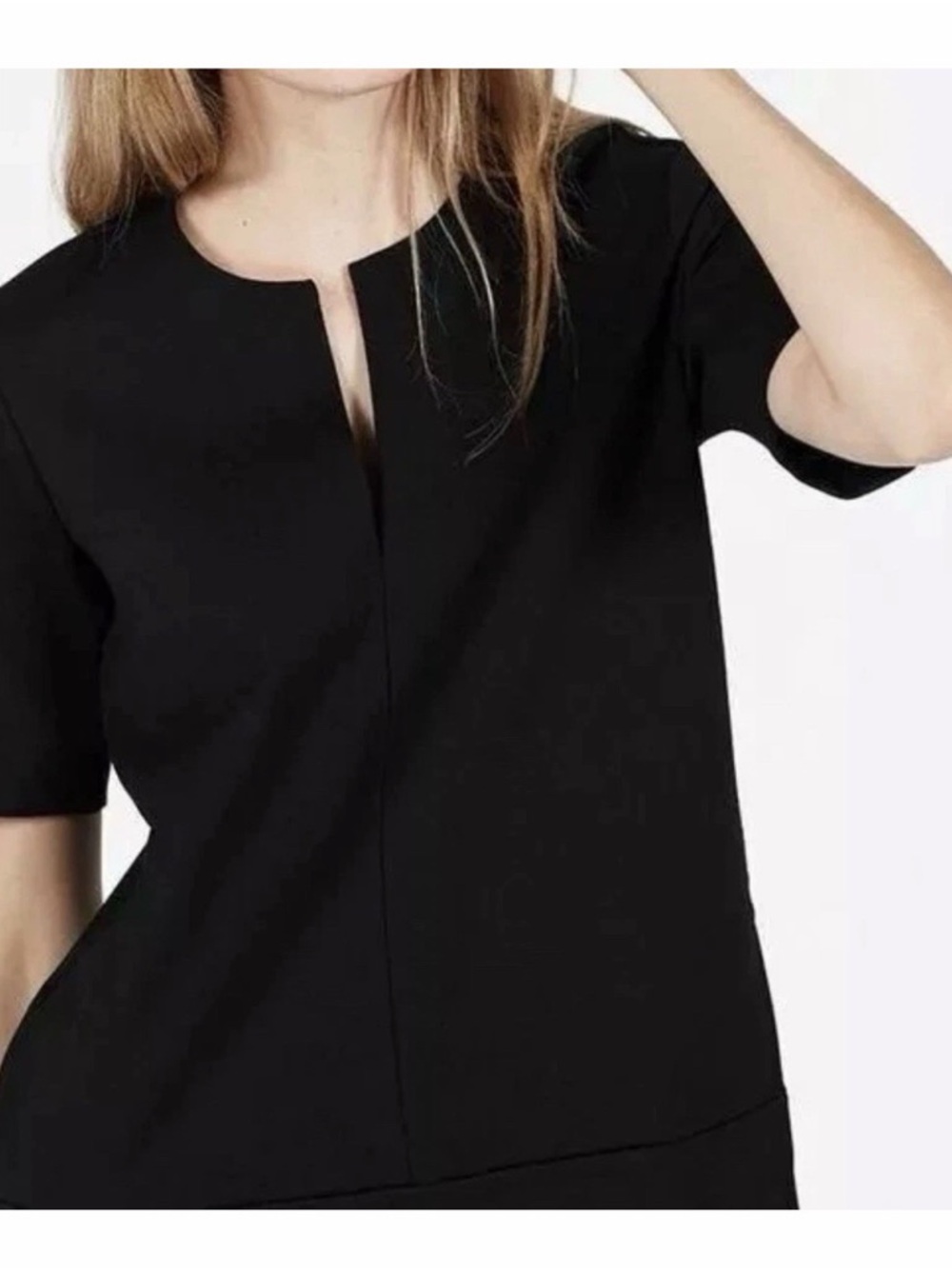 Everlane Minimalist Capsule Black Dress - The Ponte Short Sleeve Mini Dress - Picture 3 of 10